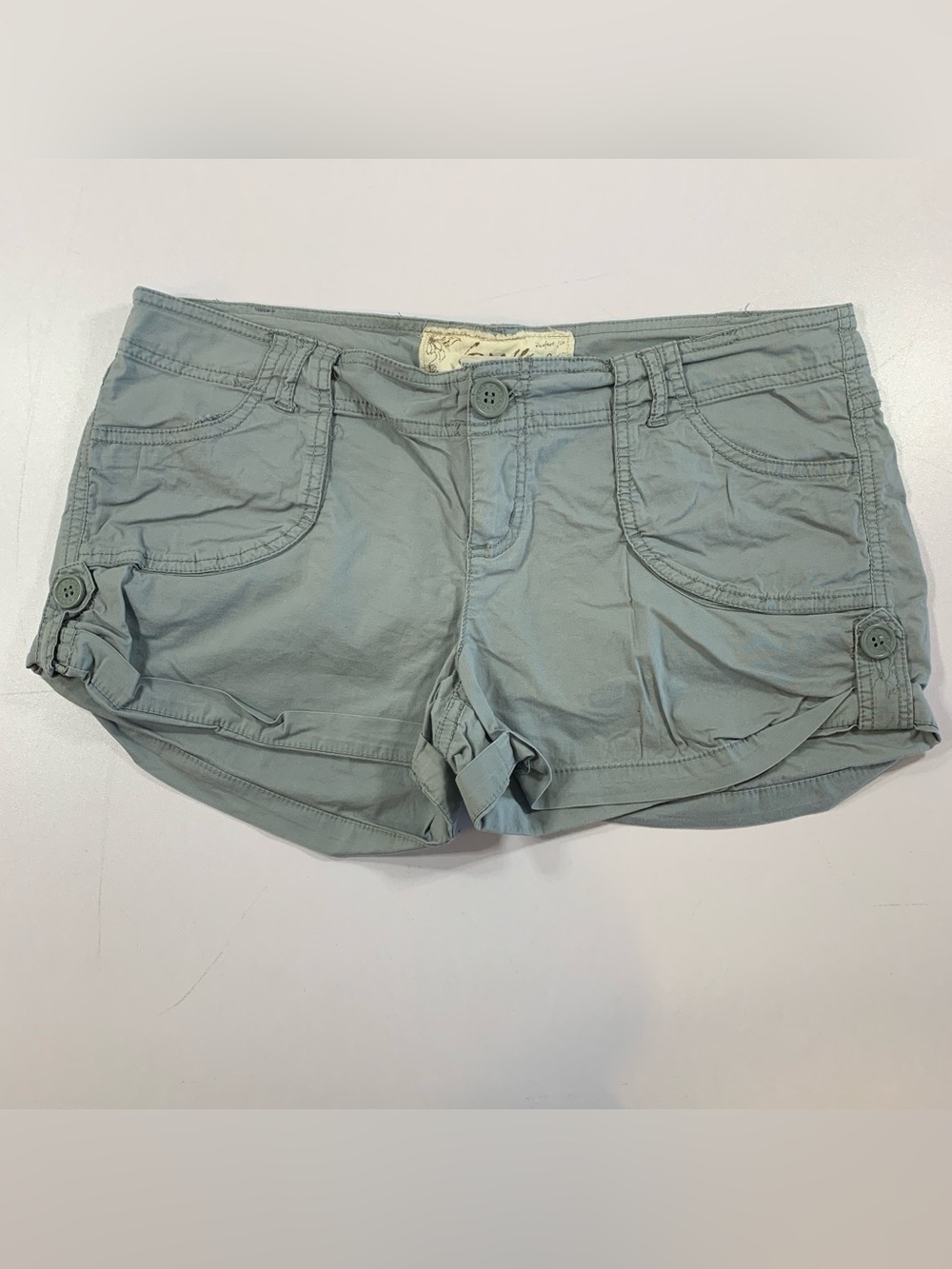 VTG Y2K Garage Cargo Mini Shorts Size 9 Grey Stretch Cotton Low Rise Perfect Fit